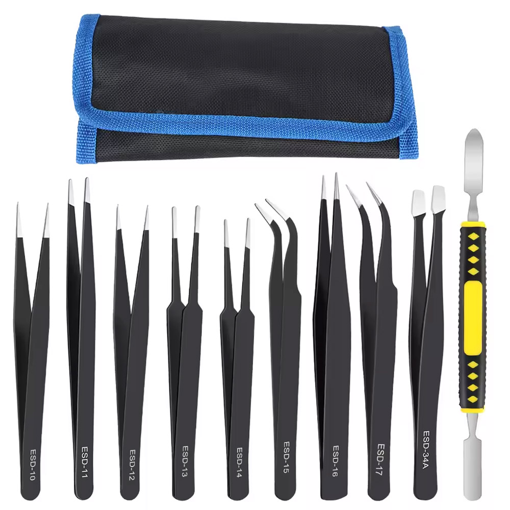 Electronics Repair Tool Kit - 10 unids/set de pinzas rectas y